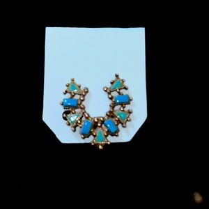 Southwest Vintage Silver tone & Faux Turquoise Brooche